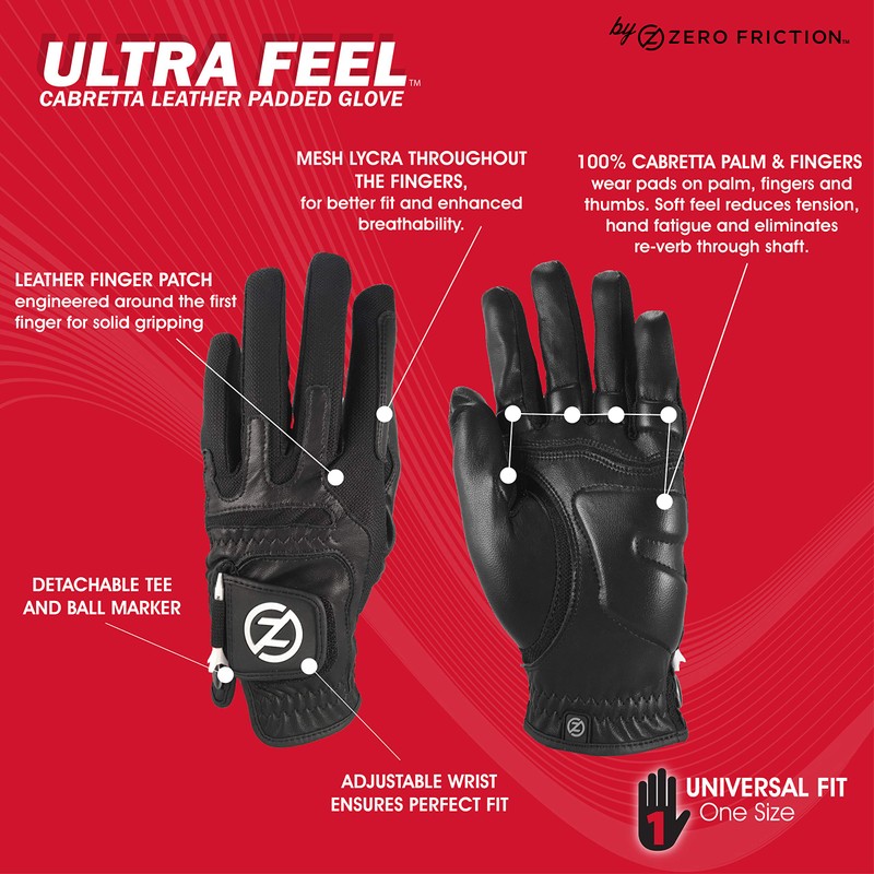 Zero Friction Men's Ultra Feel Cabretta Leather Left Hand Golf