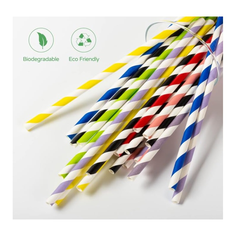 PakTalk Pack of 100 Paper Straws, Dark Blue Paper Straws,
