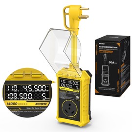 Kohree RV Surge Protector 30 Amp with LED Real-time Large Screen Display Voltage Current KWH, 14000 Joules Auto Shut Off, Circuit Analyzer RV Power Surge Protector Waterproof for Camper, Yellow
