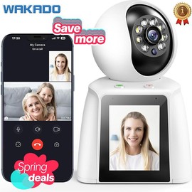 WAKADO 2K Video Call Security Camera Indoor, Nanny Monitor Pet Camera,Two-Way Video,One-Touch Phone Call,Security camerasEasy & Quick Install - Color: 1 pack
