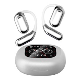 Unbranded 2025 Xp2 Touch Screen OWS Over The Ear Earbuds HD Display Bluetooth 5.4 Heatsets - Silver