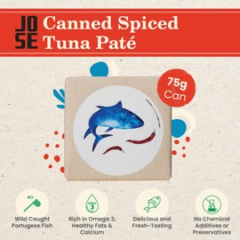 Canned Spiced Tuna Paté by Jose Gourmet, Wild Caught Portuguese Tuna, Tinned Fish Paté, High Protein Sustainable Seafood, Omega 3, Fair Trade, 75g Can