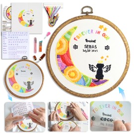 Healing Pet Loss Embroidery Kit - Custom Dog Memorial Keepsake w/ 5.9" Pro Hoop | Beginner-Friendly All-Inclusive Tools, No-Sew Experience | Rainbow Bridge Tribute for Grieving Hearts