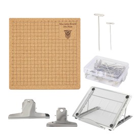 Lxmxgk - Juego de tablas de macramé de 8 x 8 pulgadas, tablero de macramé y soporte ajustable de metal con clips de pasadores en T, suministros de ayuda de manualidades, tablero para macramé y