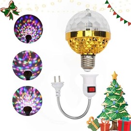 Colorful Rotating Magic Ball Lamp Spinning LED Strobe Lamp Bulb Home Christmas Festival Atmosphere Lights:_2 PCS