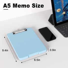 Hnogri A5 Clipboard with Storage, 6 x 9 Inch Nursing Clipboards Foldable Storage, Plastic Clipboards Foldable, Office Supplies, School Supplies, Menu Clipboards for Work, Clip Board Box