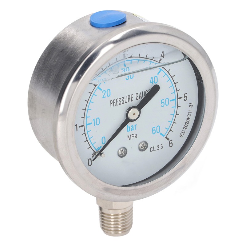 Pressure Gauge Stainless Steel Vibration Resistant Oil Manometer 1/4in NPT
