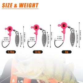 Fishing Jig Head Hooks - 10Pcs Fishing Jig Spoons with Spinner Blade Weighted Lead Head Spin Jig Hook Lure for Bass Trout Walley Crappie