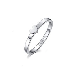 LAVUMO Matching Heart Promise Rings for Couples I Love You Engagement Wedding Ring Band Sets for Him and Her Stainless Steel High Polished Comfort Fit (Women Size 5.5 Only)