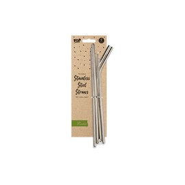 Gem Imports Pop Party Stainless Steel Metal Re-Usable Straws - Pack of 4