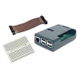 SB Components Case for Raspberry Pi 2 Model B & Raspberry Pi 3 B+ with Mini BreadBoard and 40pcs Male to Female 20cm Jumper Wire Connectors (Black)