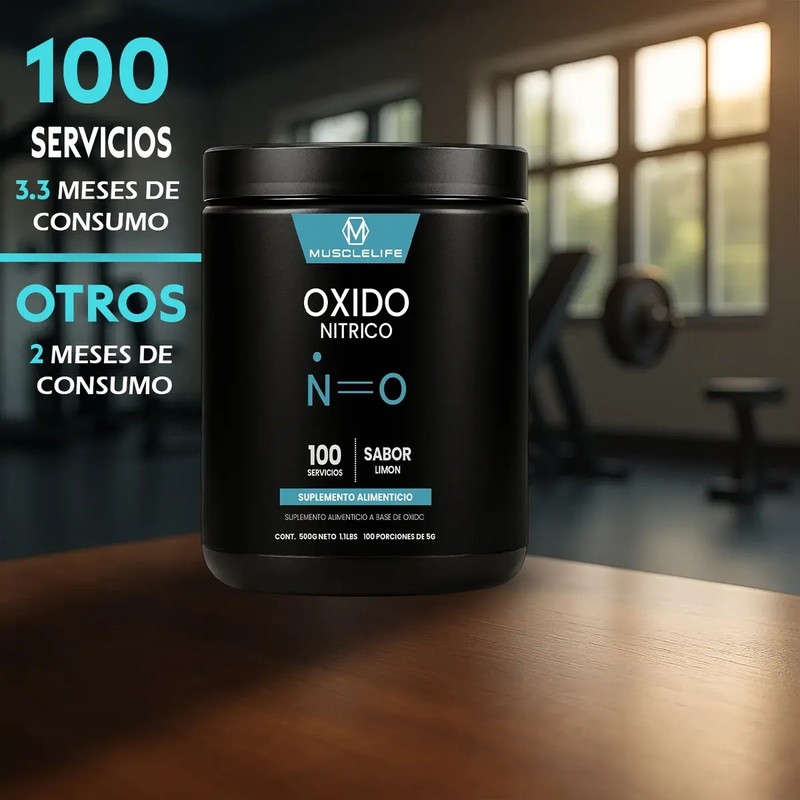 Óxido Nítrico Pre Entreno Suplemento Muscle Life 500g 100se