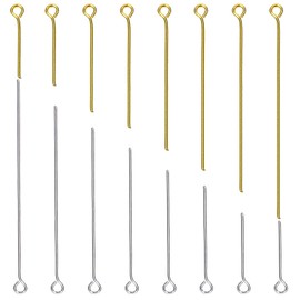 Toaob 800pcs Alloy Eye Pins 18mm-50mm Round Head Open Eye Pins Silver Gold for Earrings Necklace Pendant Jewelry Crafts Crafts Making