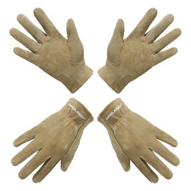 HANDLANDY - Guantes de trabajo de piel genuino para niños de 3 a 11 años, guantes de jardinería para niños, niñas (S (para edades de 2 a 4 años), 2 pares)