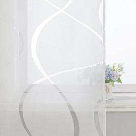 ESLIR Sliding Curtains, Voile Panel Curtains, Set of 2, Sliding Curtains, Living Room Curtains with Velcro Tape, Transparent Curtain, Burnout White, W x H 57 x 245 cm, Pack of 2