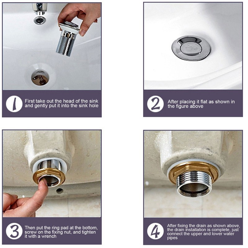 Bathroom Sink Drain Anti Clog Basin Popup Bounce Draining Stopper