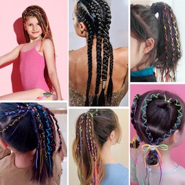 Colorful hair tinsel strands,67 Pcs Hair Strings Hair Tinsel Extensions Party Highlights Glitter Hair Thread Yarn Braiding Wire Ribbon for Girls Women