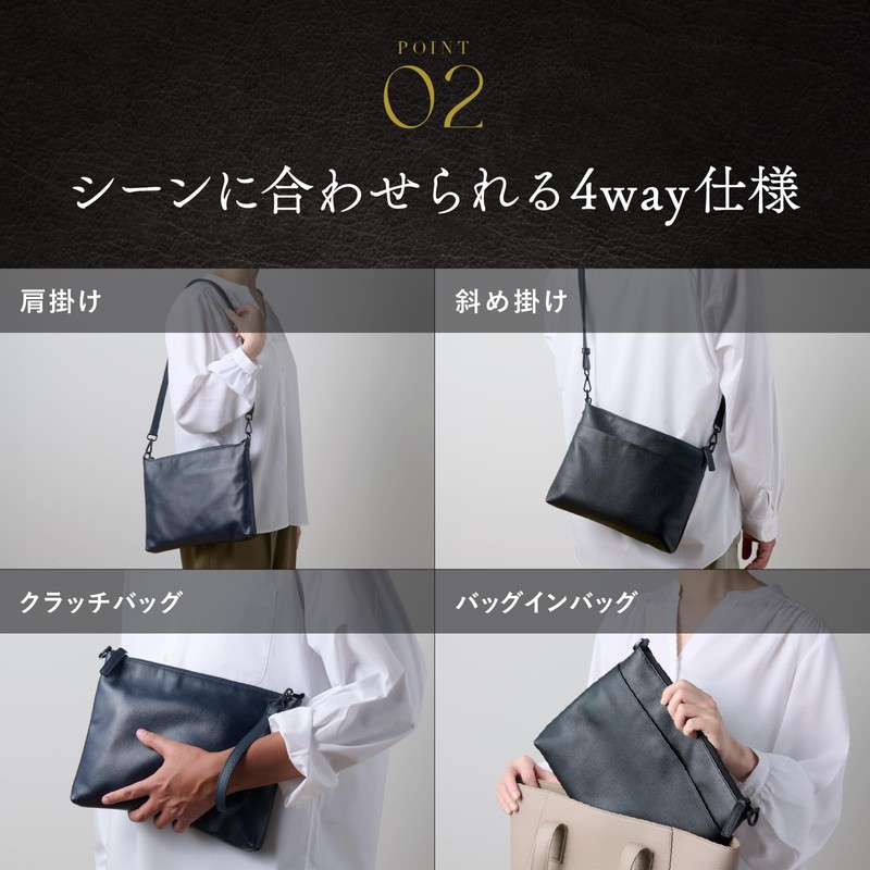 Ronde Sacoche Genuine Leather, 4-Way, b.navy