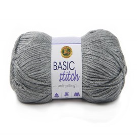 Lion Brand Yarn Basic Stitch Anti-Pilling Knitting Yarn, Yarn for Crocheting, 1-Pack, Silver Heather