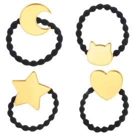 Gatuida DIY Hair Ties 4pcs Elastic Hair Rings Alloy Tray for Headdress Making Supplies