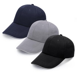 ViEinkaufen 3 PCS Baseball Cap for Men Women, Men's Baseball Cap Adjustable Breathable Summer Sun for Golf, Running, Sports Outdoor and Workouts (Black, Gray, Navy Blue)