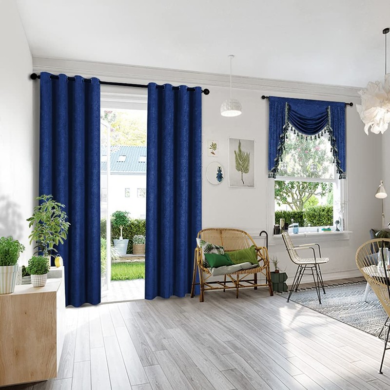 ELKCA Double-Sided Chenille Window Curtains Valance for Living Room Royal