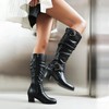 Pixoecuty Wide Calf Riding Boots Women Knee High Slouch Round
