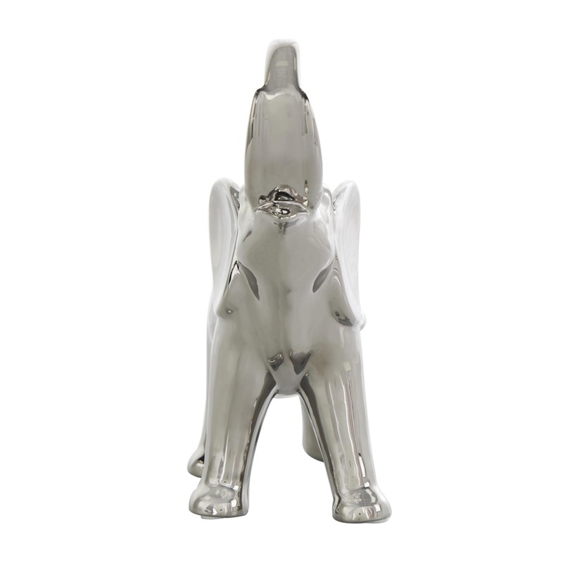 Deco 79 Ceramic Elephant Decorative Sculpture Standing Home Decor Statue,