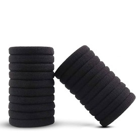 Hair Ties for Women Thick Hair, Large Soft Seamless Nylon Fabric Elastic Hair Ties Ponytail Hair Holders Hair Elastics Hair Band for Women (Black)