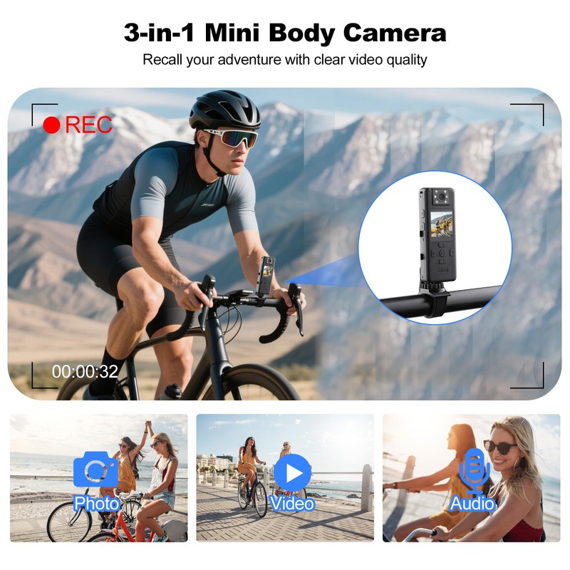 dahocamgo 4K Body Camera with Audio, Wearable Cam