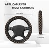 Black Brown Checkered Steering Wheel Cover Universal 15 Inch, Non