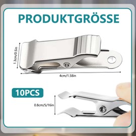 Pack of 10 Metal Clips Spring Clips, Wide Metal Mini Alligator Clips, Stainless Steel Clothes Pegs, Non-Slip Curtain Clips for Curtains, Clothes, Towels