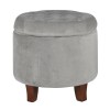 HomePop Round Transitional Wood and Velvet Ottoman with Storage in