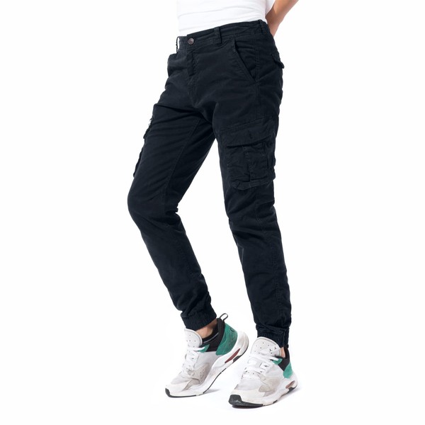 DGWZ Pantalones cargo para hombre con bolsillo de algodón elástico cónico, ajuste delgado, pantalones de trabajo para hombre, Azul marino, 29