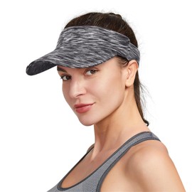 Figarge Unisex Sports Visor Cap, UV Protection, Sun Visor, Breathable & Quick-Drying, with Sweatband for Running, Golf, Tennis, Hiking, Foldable & Elastic (Grey)
