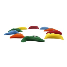 Atomik Rock Climbing Holds Set of 10 Bolt-On Steep Wall Thin Crimps in Assorted Bright Tones