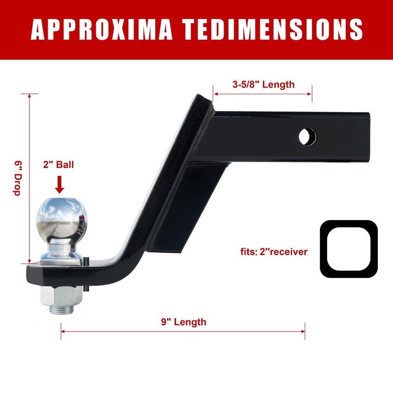 TYT Trailer Hitch Mount with 2" Chrome Ball&Lock, Fits 2-in