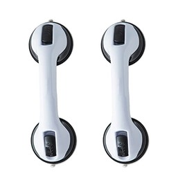 2 PCS Suction Bathroom Grab Rails, Portable Mobility Aids Safety Handle with Suction Cup Fittin, No Fixings Needed for Bathroom,Hand Rail for Disabled Elderly Children（Black White
