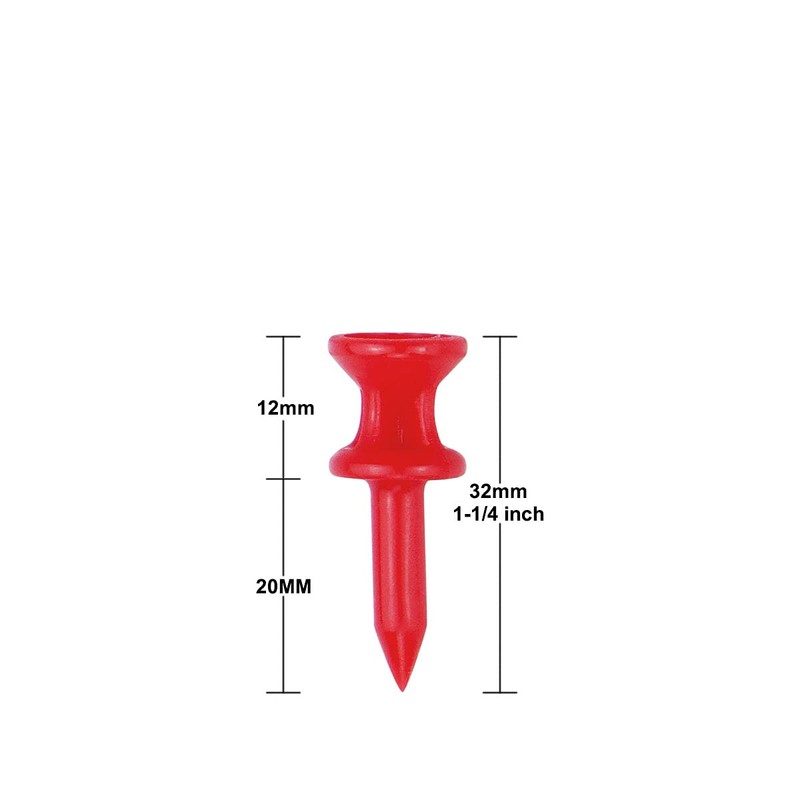 Zivisk Golf Tees Plastic 32MM 100 Count Red Golf Tees