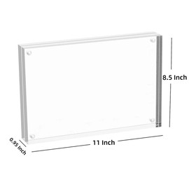 Meetu Acrylic Picture Frame 8.5x11,Clear Freestanding Double Sided 24mm Thickness Frameless Magnetic Photo Frames Desktop Display with Gift Box Package (1 Pack)