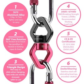 E-Bestar Professional 360 ° Rotating Alloy Bearing Hooks with Ball Outdoor Porch Swivel Hanging Hooks for Yoga Hammock Sling Flying Swing Sleeping Gear for Hiking Backpacking Camping Load 30KN