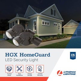 Lithonia Lighting HomeGuard 2-Light LED Outdoor Flood Lights, Wall or Ceiling Mount Outdoor Lights, 4000K Cool White, Round Heads, Dark Bronze, 2-Pack (HGX LED 2RH 40K 120 DDB CP2 M2)