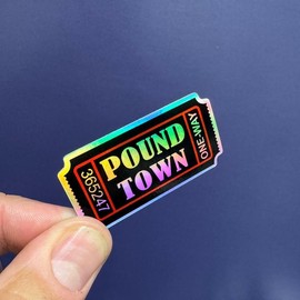 Pound Town Ticket Sticker Decal, Hard Hat, Laptop, Tumbler, Toolbox, Bike, Car - Sizes: 2"
