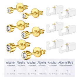 WillTen 6-Piece Ear Piercing Set, Ear Piercing Set, Self-Piercing Set, Self-Piercing Set with Built-in CZ Studs, Earrings Yourself, Ear Piercing Gun, Piercing Gun, Piercing, Silver Gold, Metal