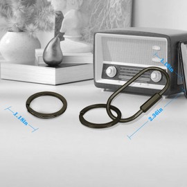 Yebongda Key Chain, Brass Key Rings 2 Pack Screw Lock Key Organizer with 4 Rings Carabiner Keychain Clip for Men and Women (Dark Grey), Dark Grey, Small