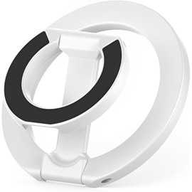 Magnetic Phone Stand with Ring Holder, 4-in-1 Foldable Design, Compatible, Double-Sided Mount, Black (W)