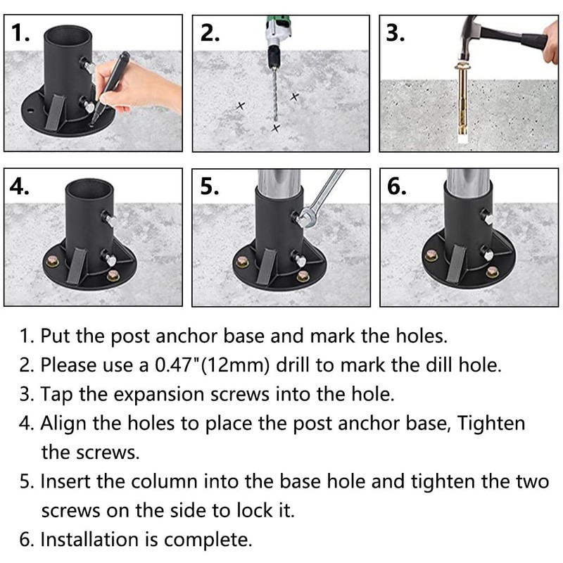 52mm Post Base, Heavy Duty Fence, Mailbox, Flagpole Bracket, Pool