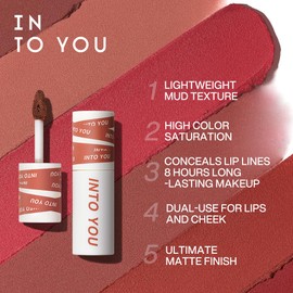 INTO YOU Matte Lipstick, Super Stay Lipstick for Women, Waterproof, Long Lasting Lipstick, High Impact Lipcolor with Lightweight Lip Mud Texture, Dual-use for Lips and Cheek, Brown Lipstick (EM03)