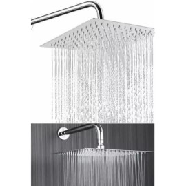 Sanplom 5 Pzs Regadera Cuadrada Acero Inox 8 + Tubo 50cm+chapetón