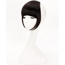 Clip in Bangs Fringe Hair One Piece Natural Black Hair Extensions Hairpiece with Side Temple For women medium natural color (Black, One size)
